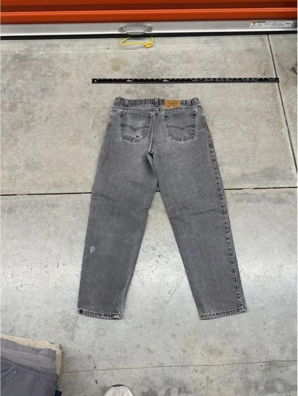 vintage levis 550 made in usa faded black orange tab relaxed fit jeans 33 x 30